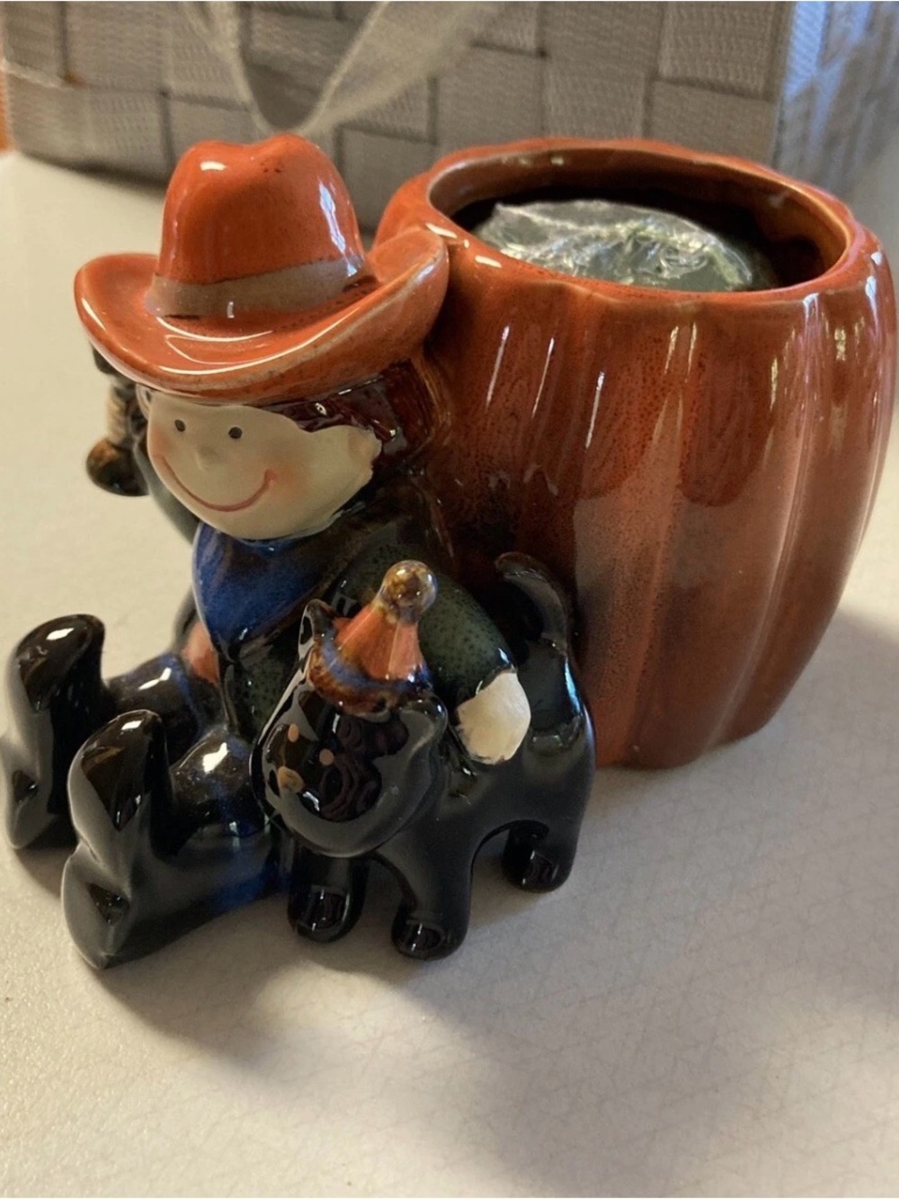 Yankee Candle HALLOWEEN KIDS Cowboy, Blk Cat, Pumpkin 4.5" Votive Holder Retired